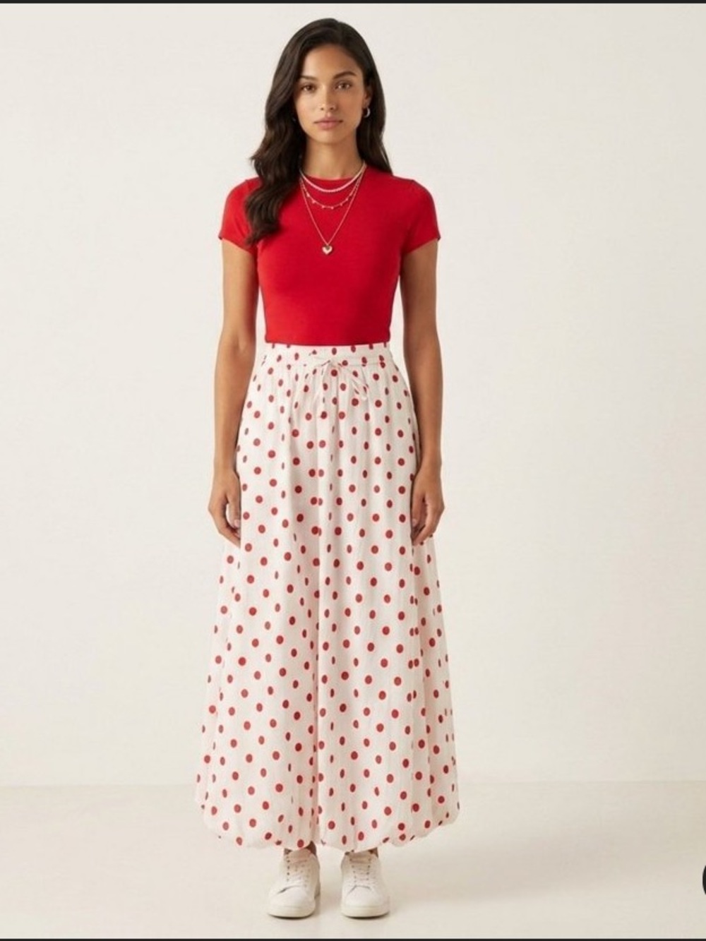 Casual Lightweight Long Polka Dot Skirt